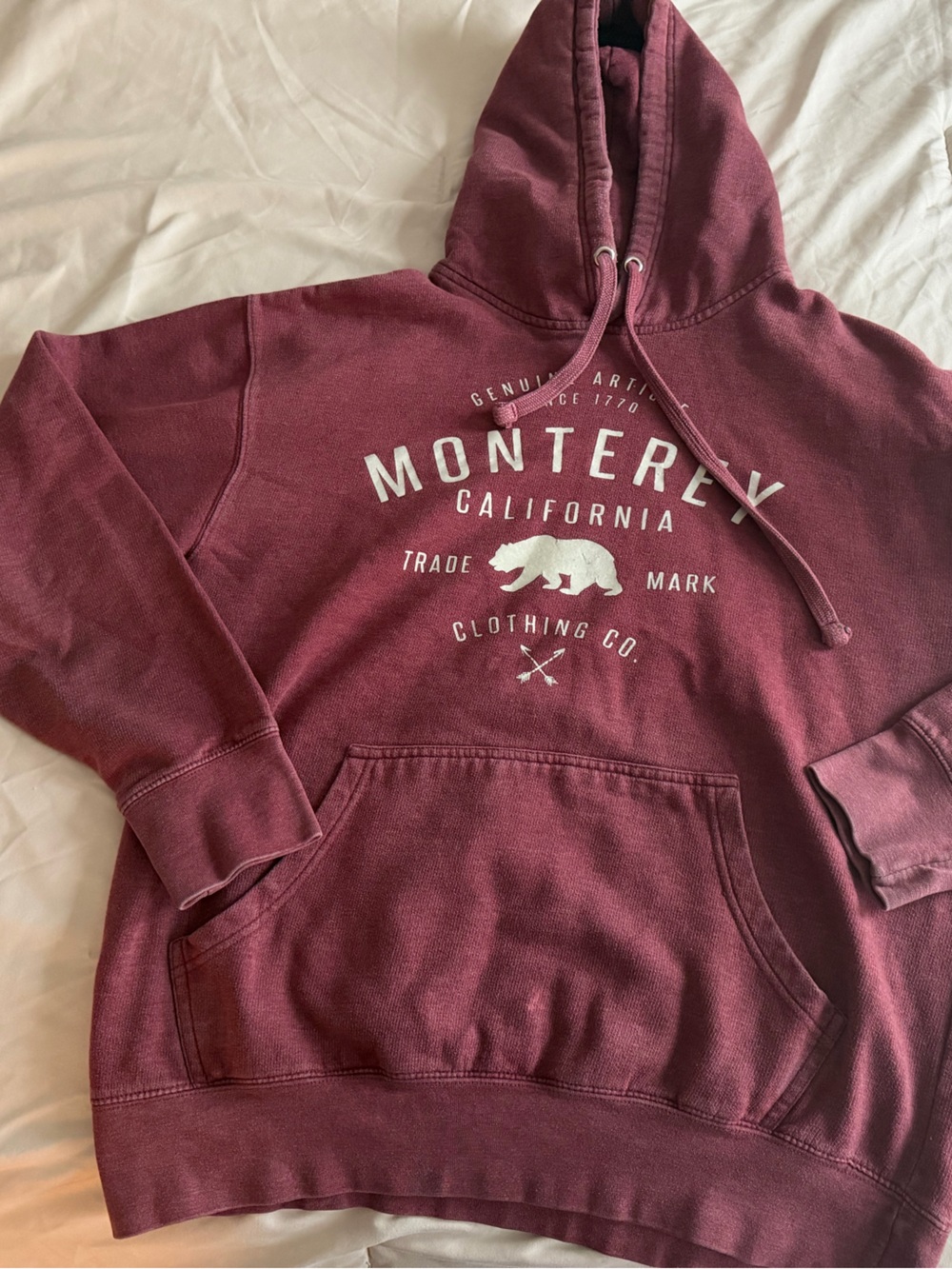 Monterey California Maroon Hoodie Sweatshirt